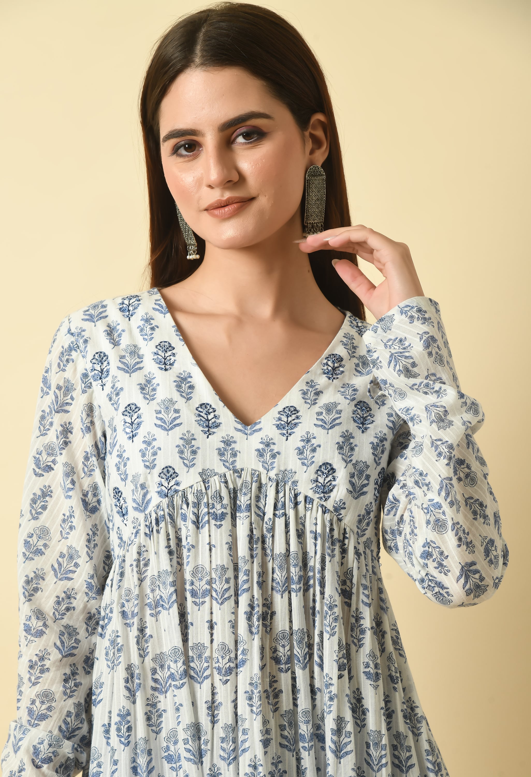 Tarang Handblock Cotton Anarkali Set | Block Print Anarkali Kurta Set For Women